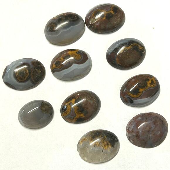 Banded Agate Cabochons For Jewely Making Lot of 10 - Picture 1 of 6